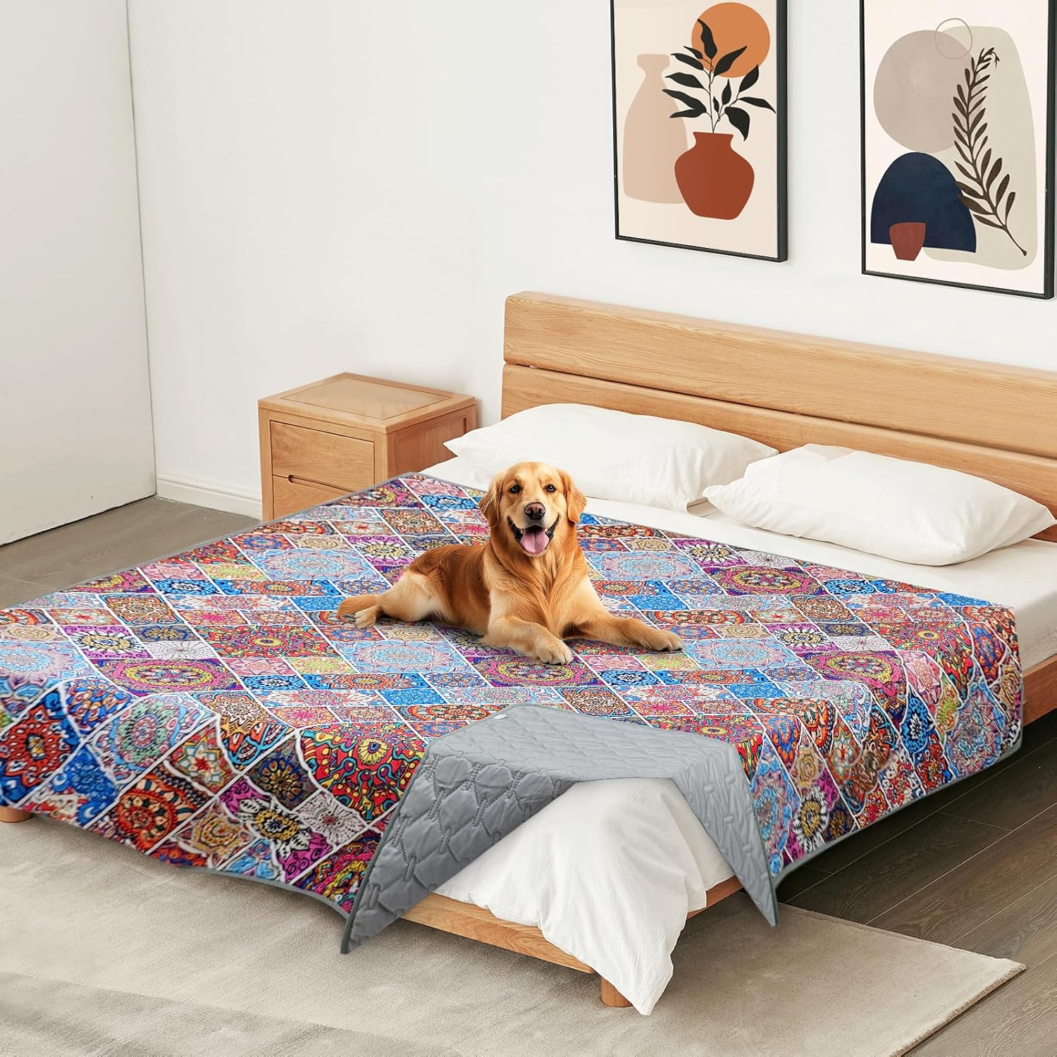 Waterproof Dog Blanket with Bohemian Design for Pets