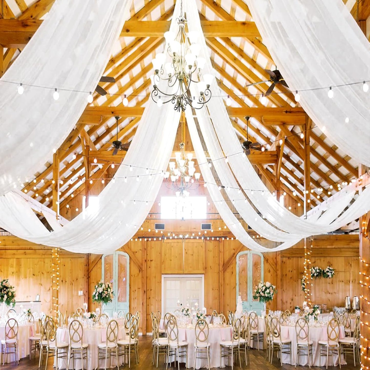 6 Panels White Ceiling Drapes for Stunning Wedding Decor