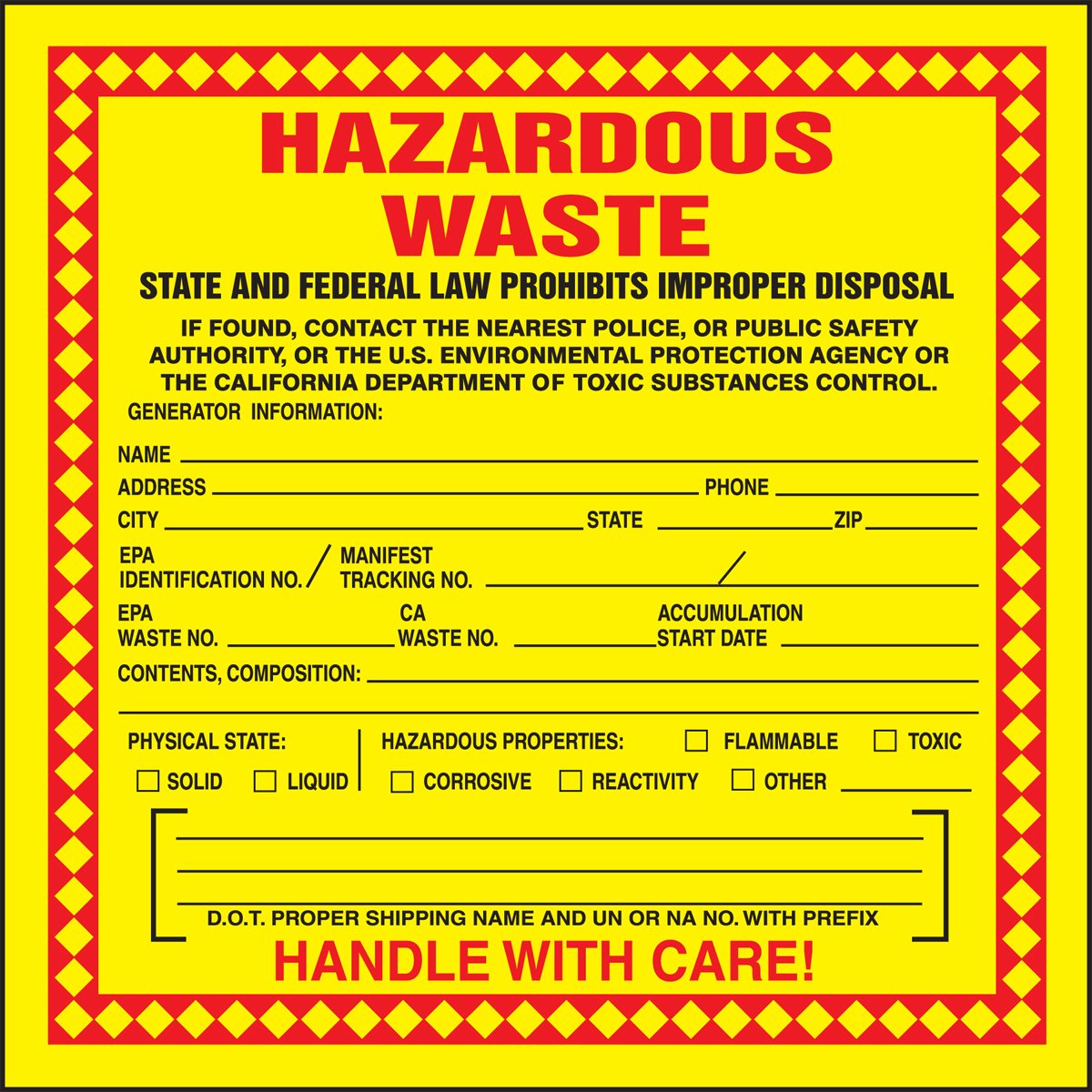 Accuform Hazardous Waste Labels for Safe Disposal - 100 Pack