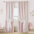 Pink Blackout Curtains for Bedroom Nursery 2 Panels - Sheer Overlay