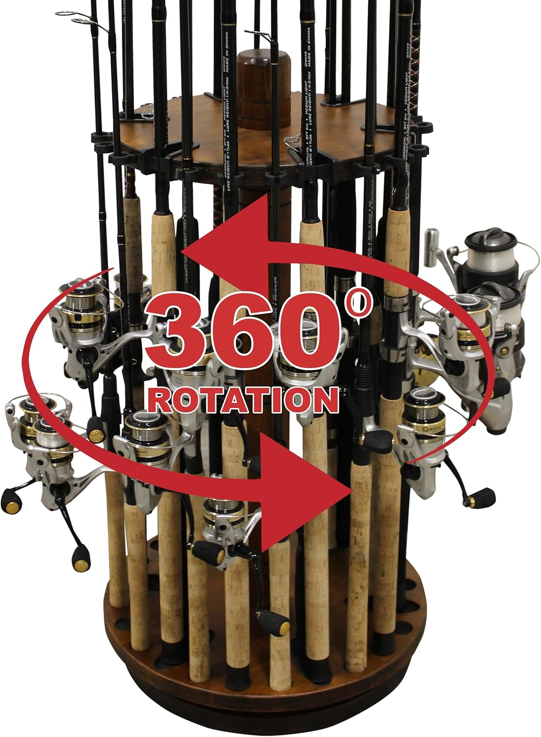 Fishing Rod Holder - 360 Spinning Rack for Garage Storage