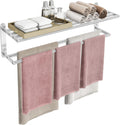 32 in Towel Rack for Bathroom - 2-Tier Brushed Nickel Organizer