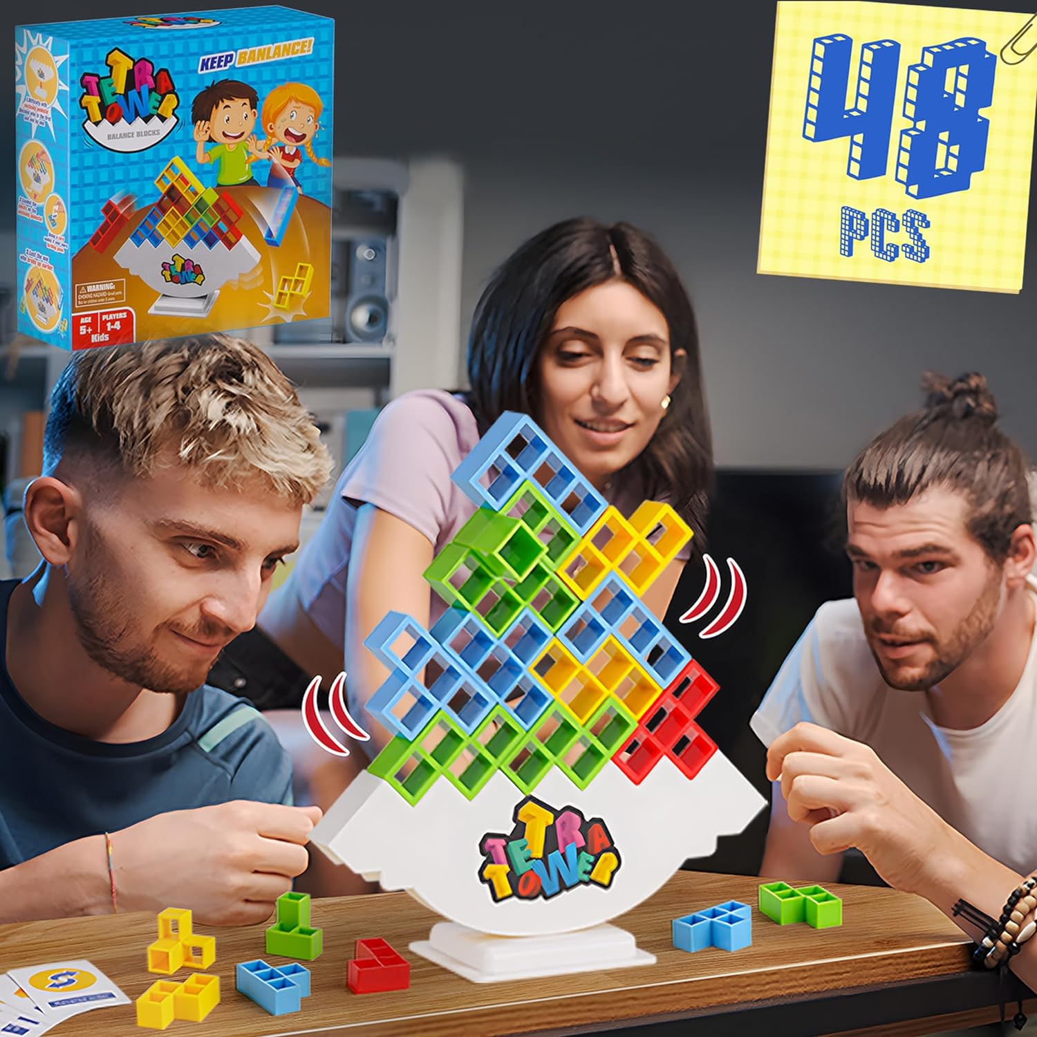 WOWNOVA 48PCS Tetra Tower Game - Fun for All Ages!
