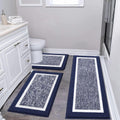Pauwer Bathroom Rugs Set 3 Piece Navy - Ultra Soft Absorbent Mats