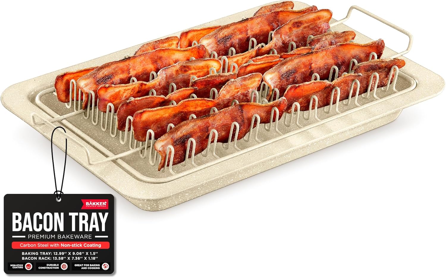 Durable Marble Bacon Tray - Non-Stick 2pc Set