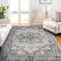 Washable Area Rug Vintage 5x8 - Distressed Non-Slip Low-Pile Rug