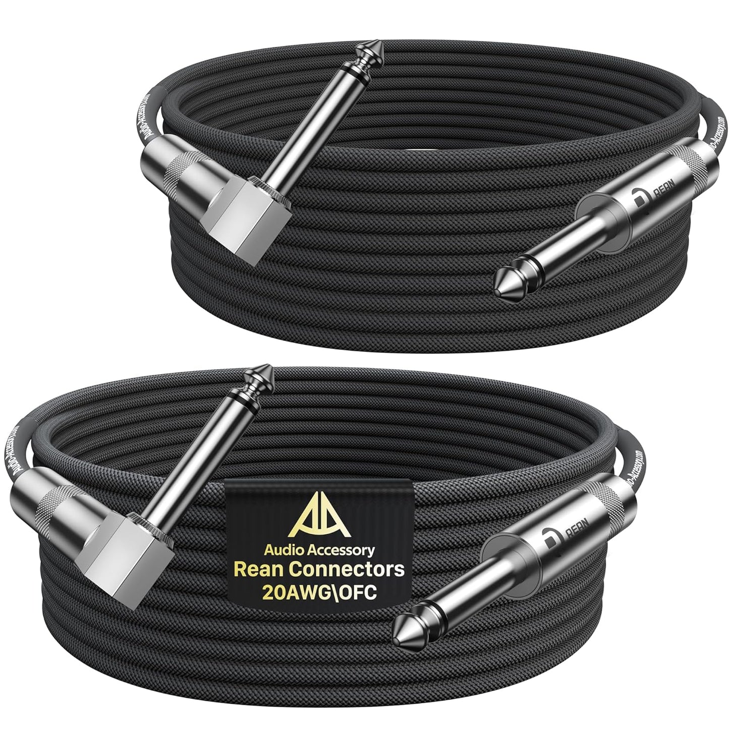 Neutrik Reinforced Guitar Cable 15ft x2 Pack - Premium Quality