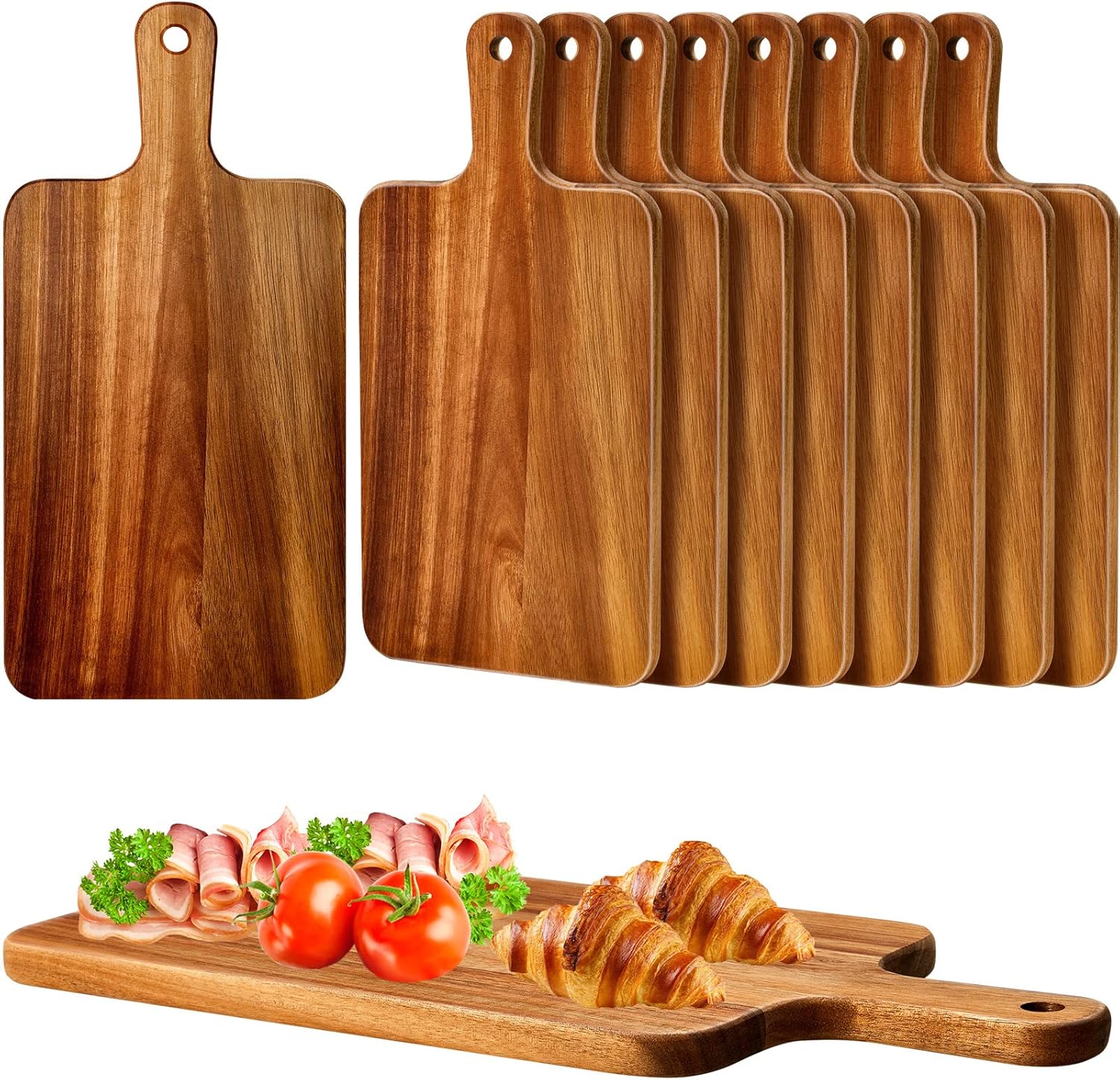 Nuenen 10 Pcs Acacia Wooden Cutting Boards with Handles