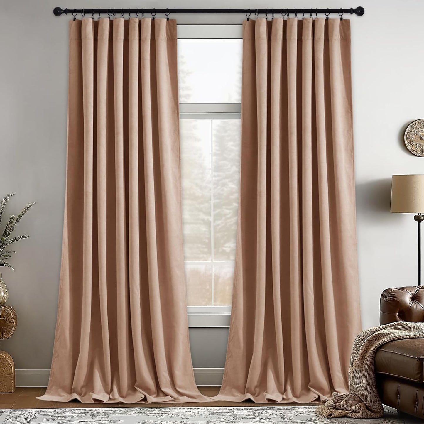 StangH Blush Beige Velvet Curtains for Elegant Nursery Decor