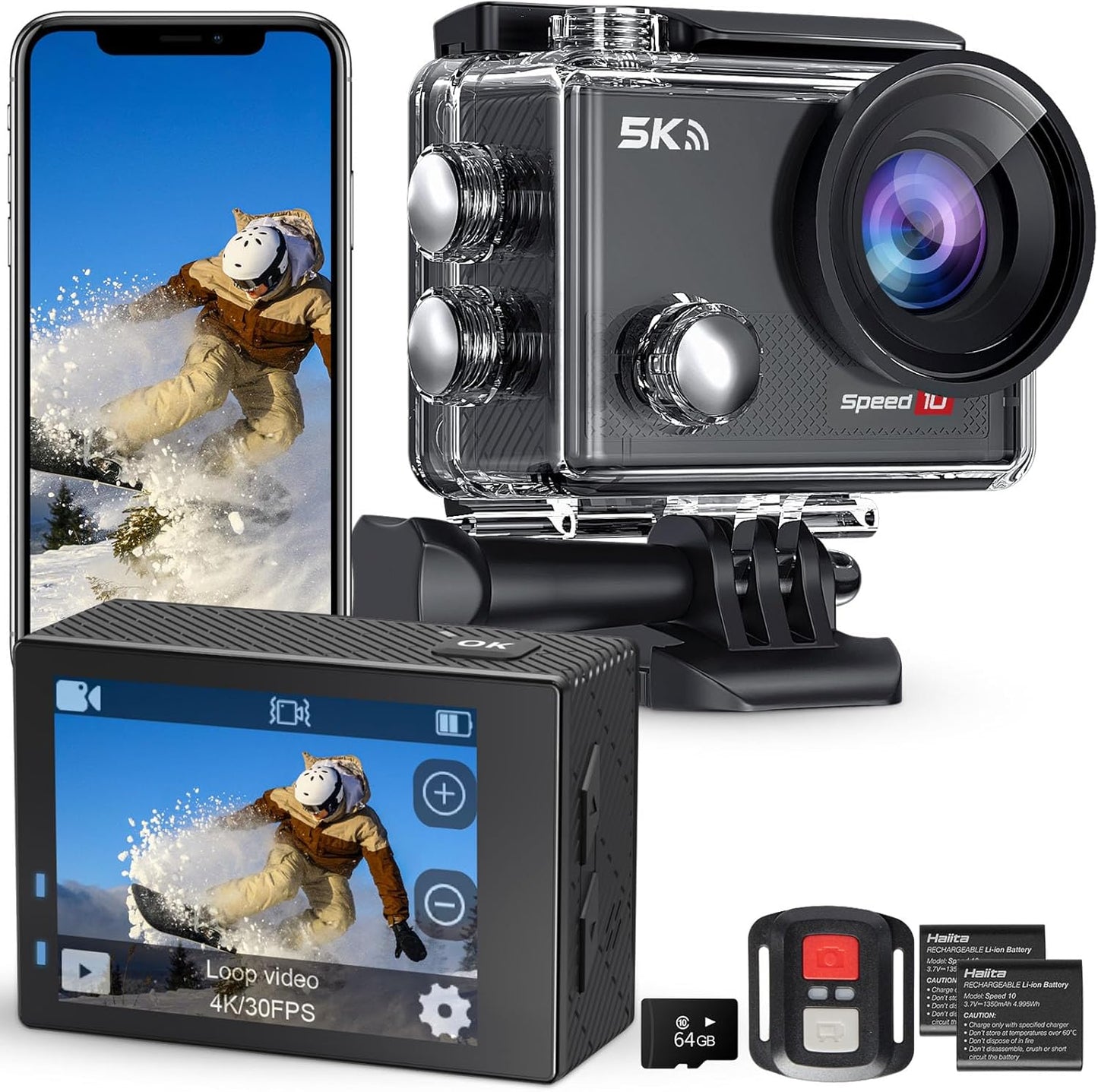 Hiicam 5K Action Camera: Waterproof, EIS, 5X Zoom!