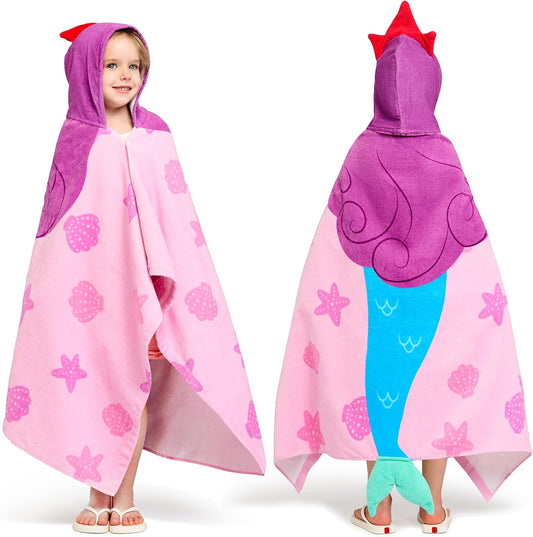 Joiedomi Mermaid Hooded Towel for Kids - Soft Cotton Bath Wrap