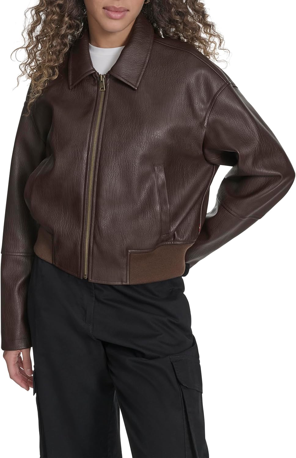 Levi's Faux Leather Bomber Jacket with Laydown Collar for Women