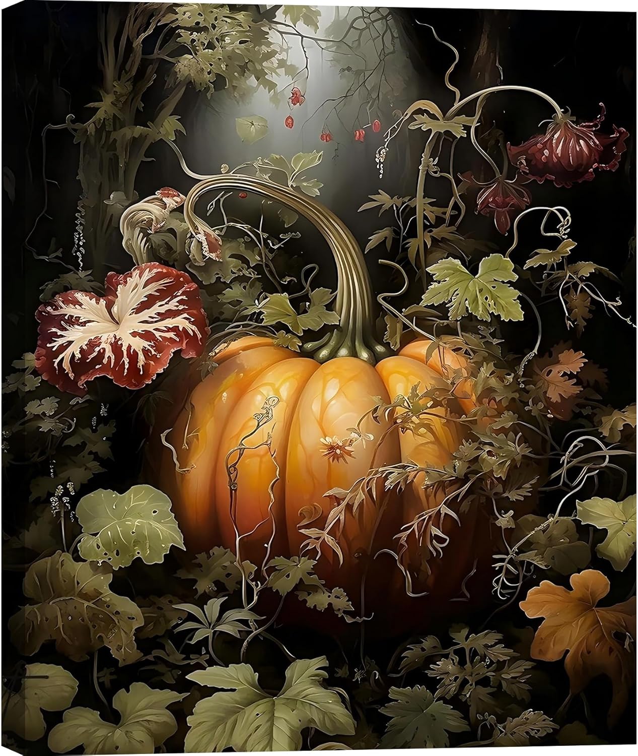 Woodland Pumpkin Wall Print for Fall Home Decor and Halloween