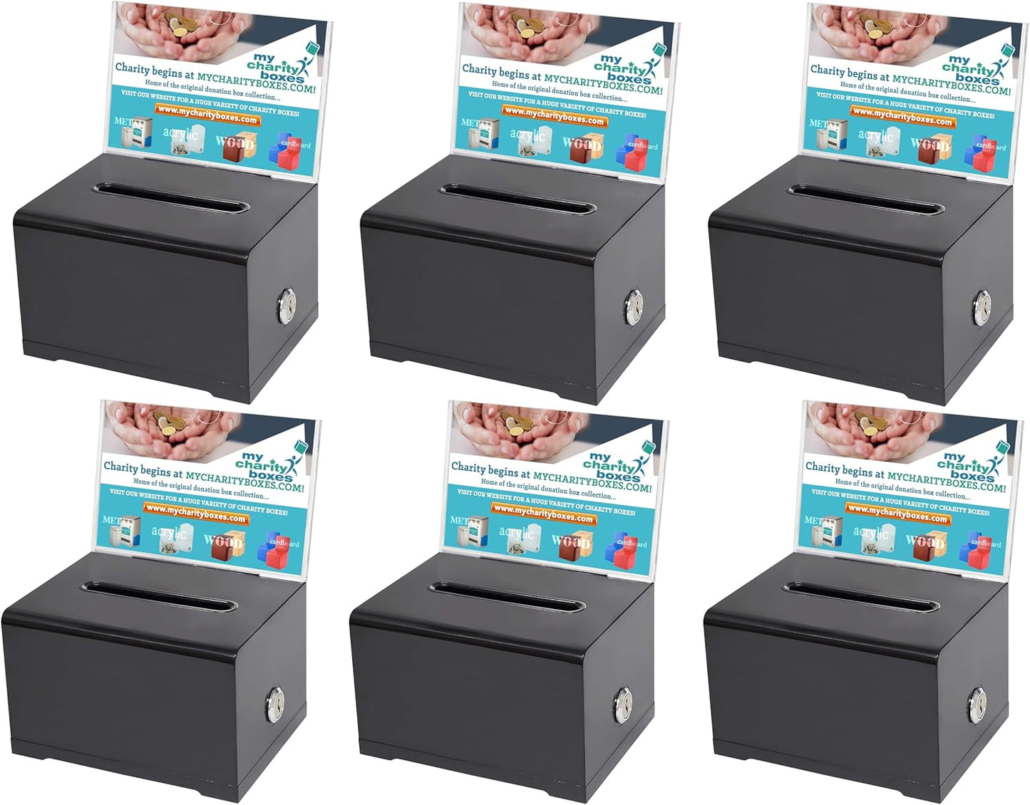 MCB Quality Acrylic Donation and Suggestion Ballot Box - 6 Pack