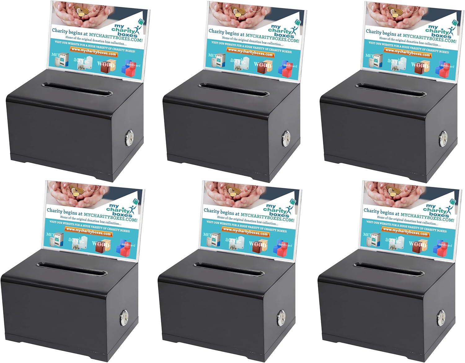 MCB Quality Acrylic Donation and Suggestion Ballot Box - 6 Pack