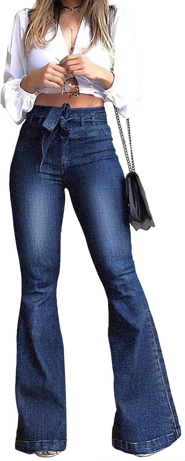 Womens High Waisted Bell Bottom Jeans for Trendy Style