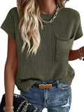Imily Bela Short Sleeve Sweater Vest for Women - Lightweight Ribbed as