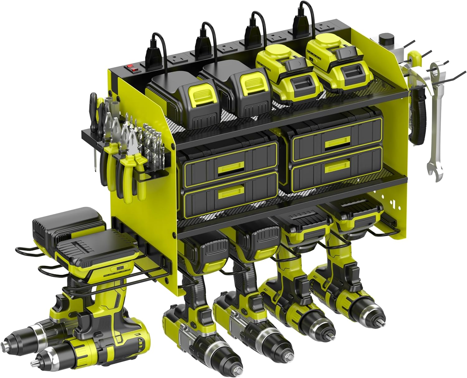 Drill Rack & Charging Station - Organize Easily!
