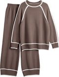 Womens Knit Lounge Set - Oversized 2 Piece Sweater & Wide Leg Pants