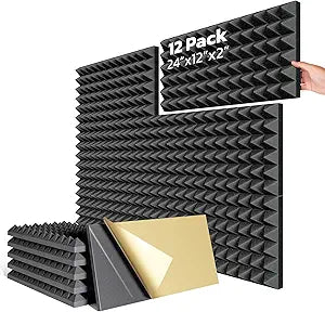 12 Pack Self-Adhesive Sound Proof Foam Panels for Walls