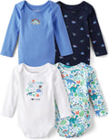Baby Boys 4-Pack Long Sleeve Cotton Bodysuits - Dino Designs