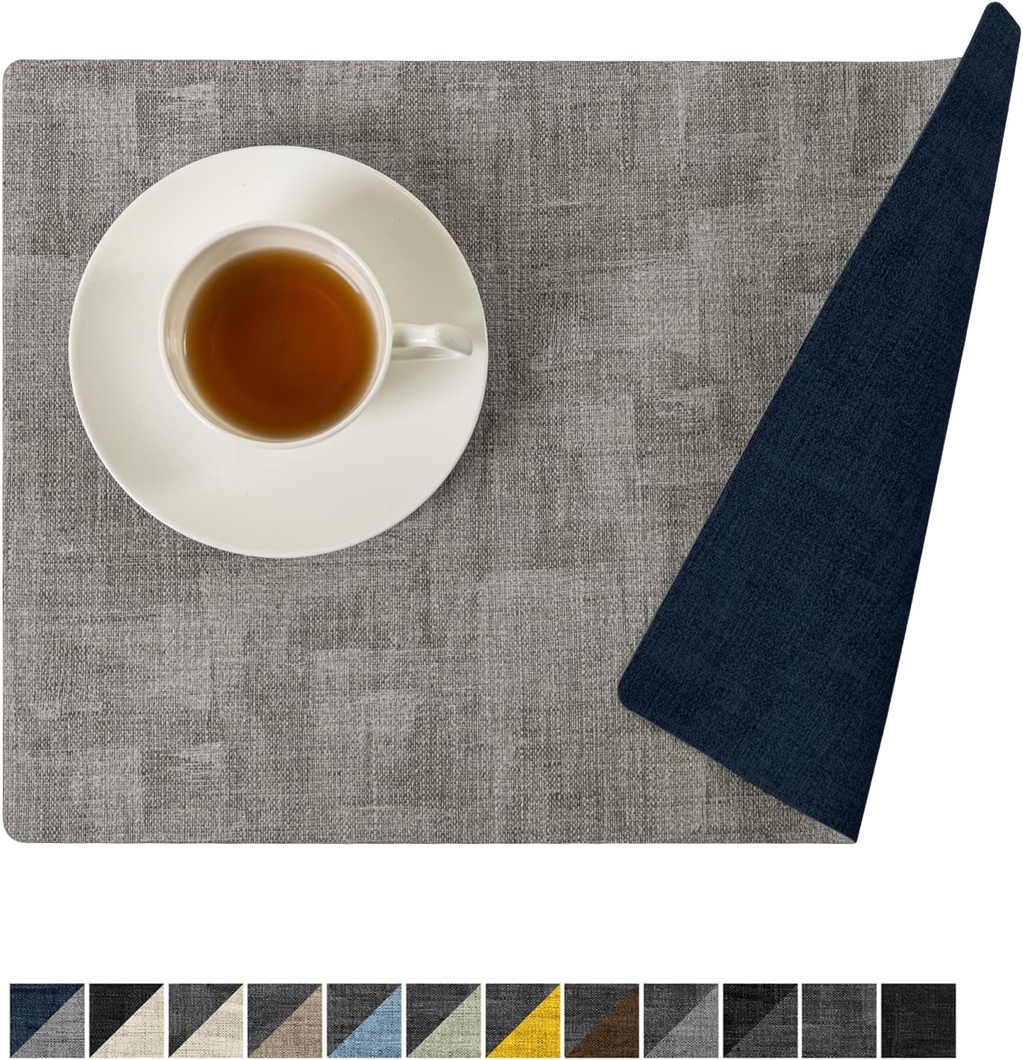 Reversible Vinyl Placemats Set of 8 - Waterproof & Heat Resistant