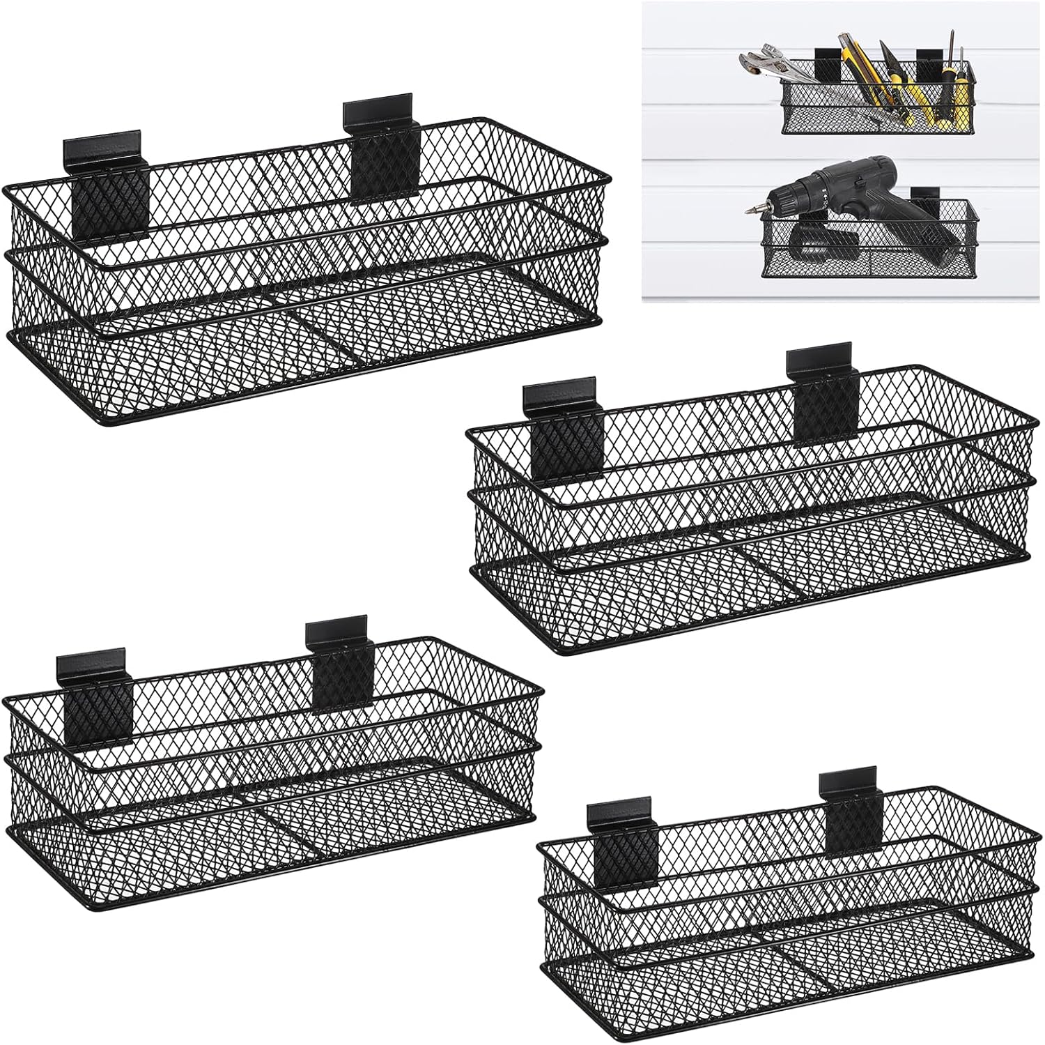 BSTKEY Slatwall Basket Set of 4 for Efficient Storage Solutions