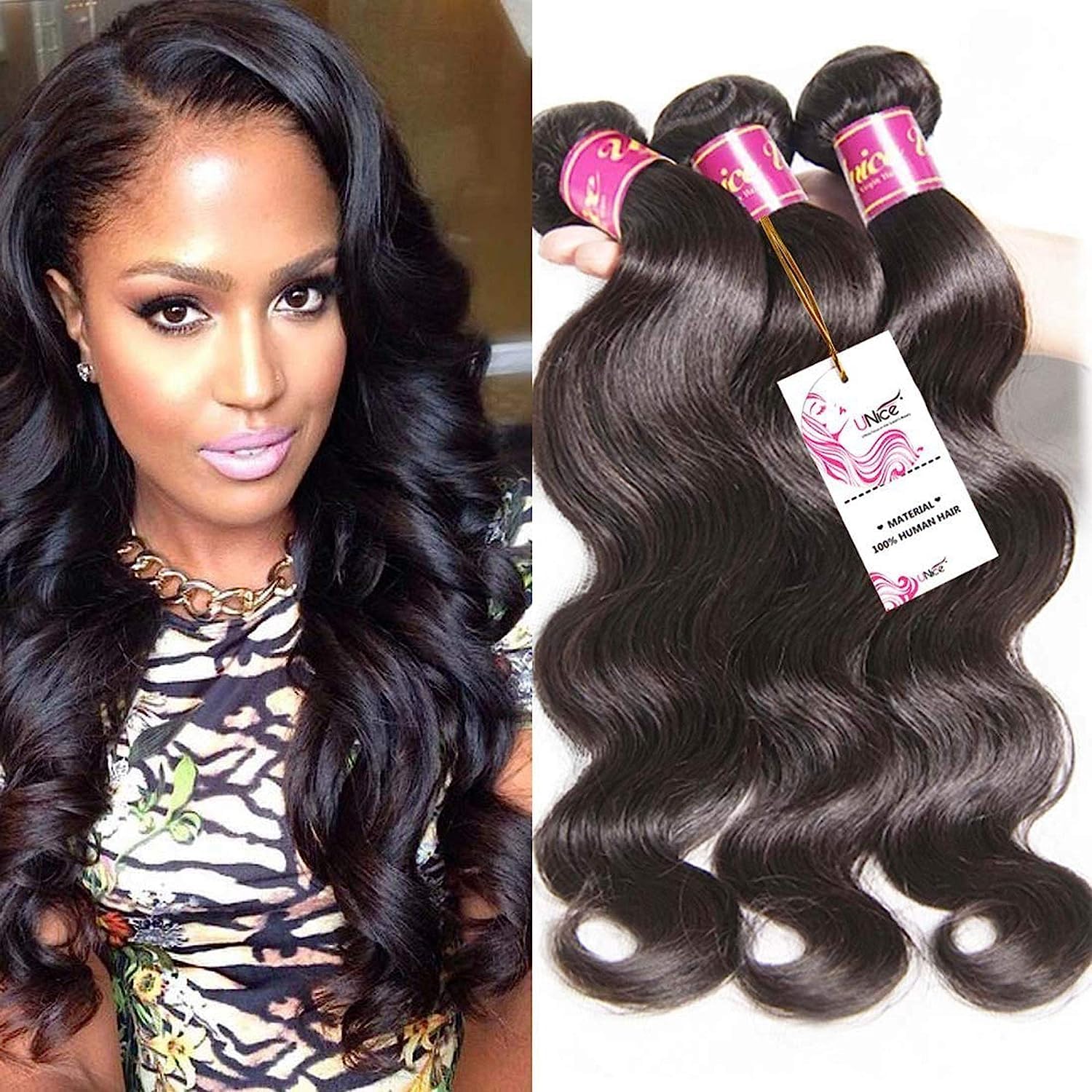 Unice Hair Brazilian Virgin Human Hair Weave Bundles 3pcs