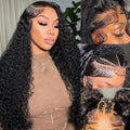 34 in Deep Wave Human Hair Lace Front Wig - 13x6 HD Frontal