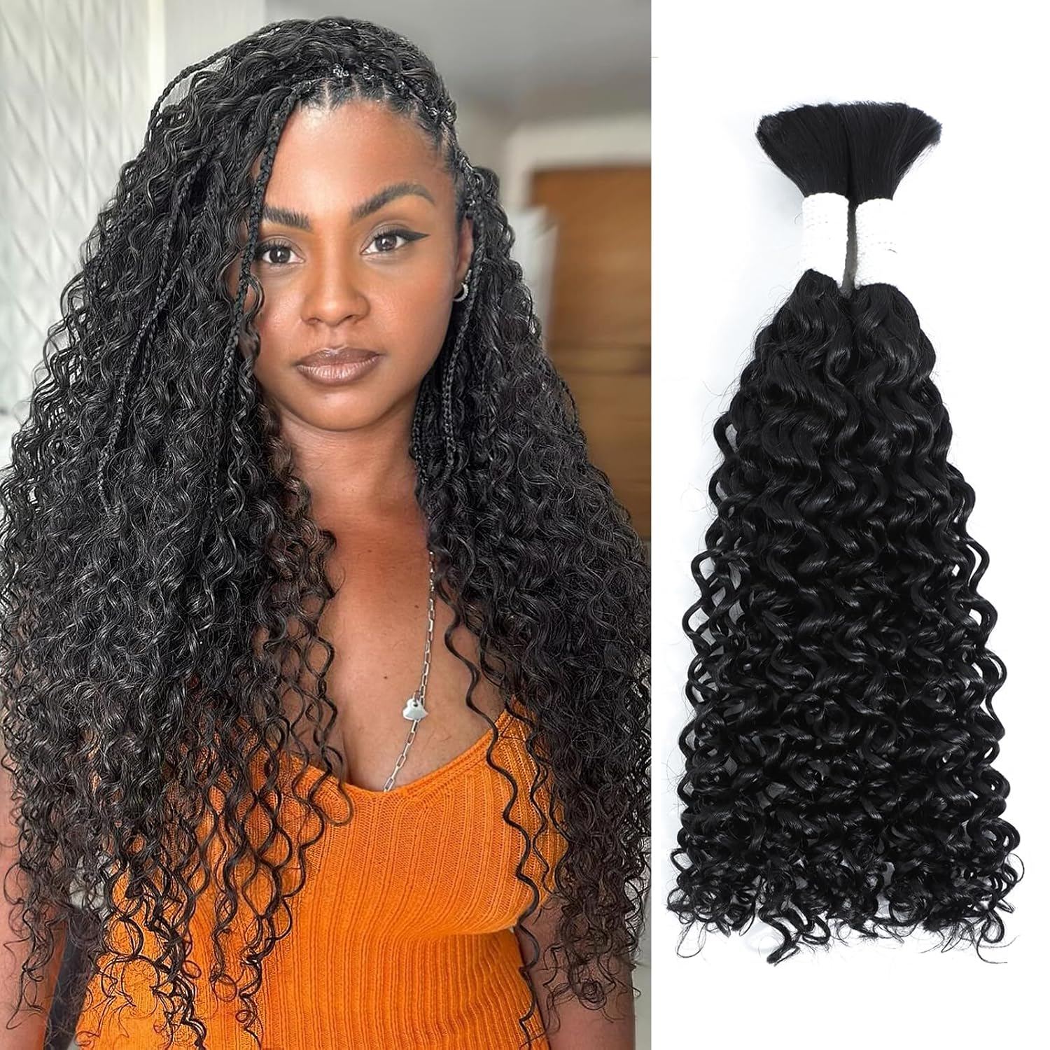 Curly Human Braiding Hair 18 Inch Water Wave for Braiding