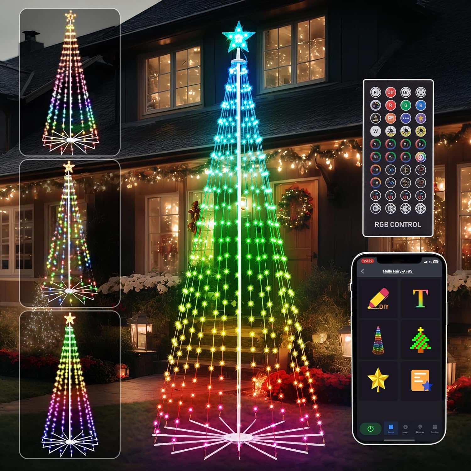 7 FT Outdoor Christmas Tree with Smart APP Control and RGB Lights