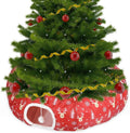 Christmas Cat Tunnel Bed for Indoor Cats - Festive Hideaway
