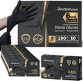 6 Mil Black Nitrile Gloves for Mechanics and Food Prep - Heavy Duty