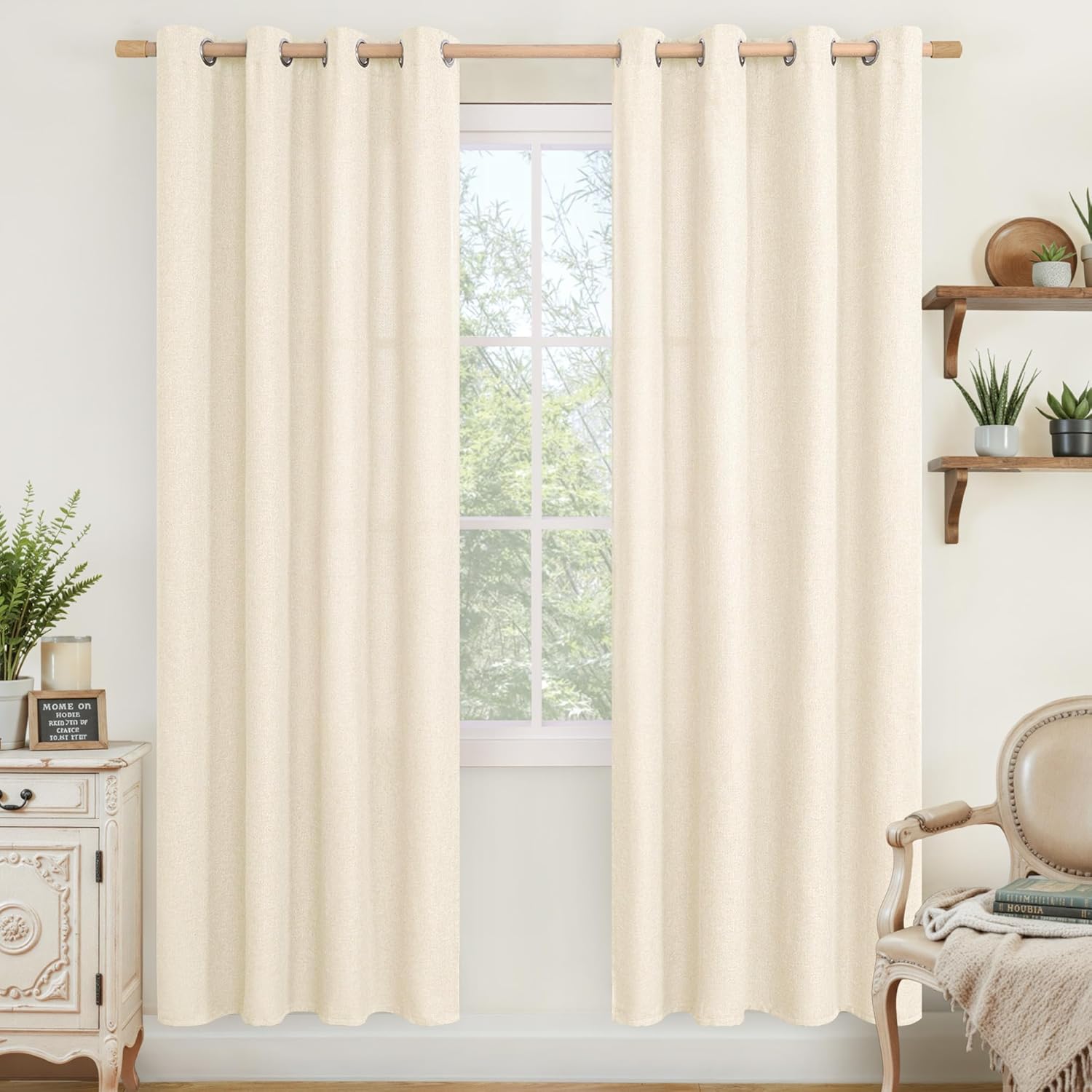 Light Beige Linen Curtains for Living Room and Bedroom Decor