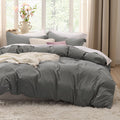 Bedsure Dark Grey Oversized Queen Duvet Cover Set - Extra Soft, Zipper
