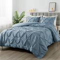 Andency Grayish Blue Pinch Pleat Comforter Set King - Soft All-Season