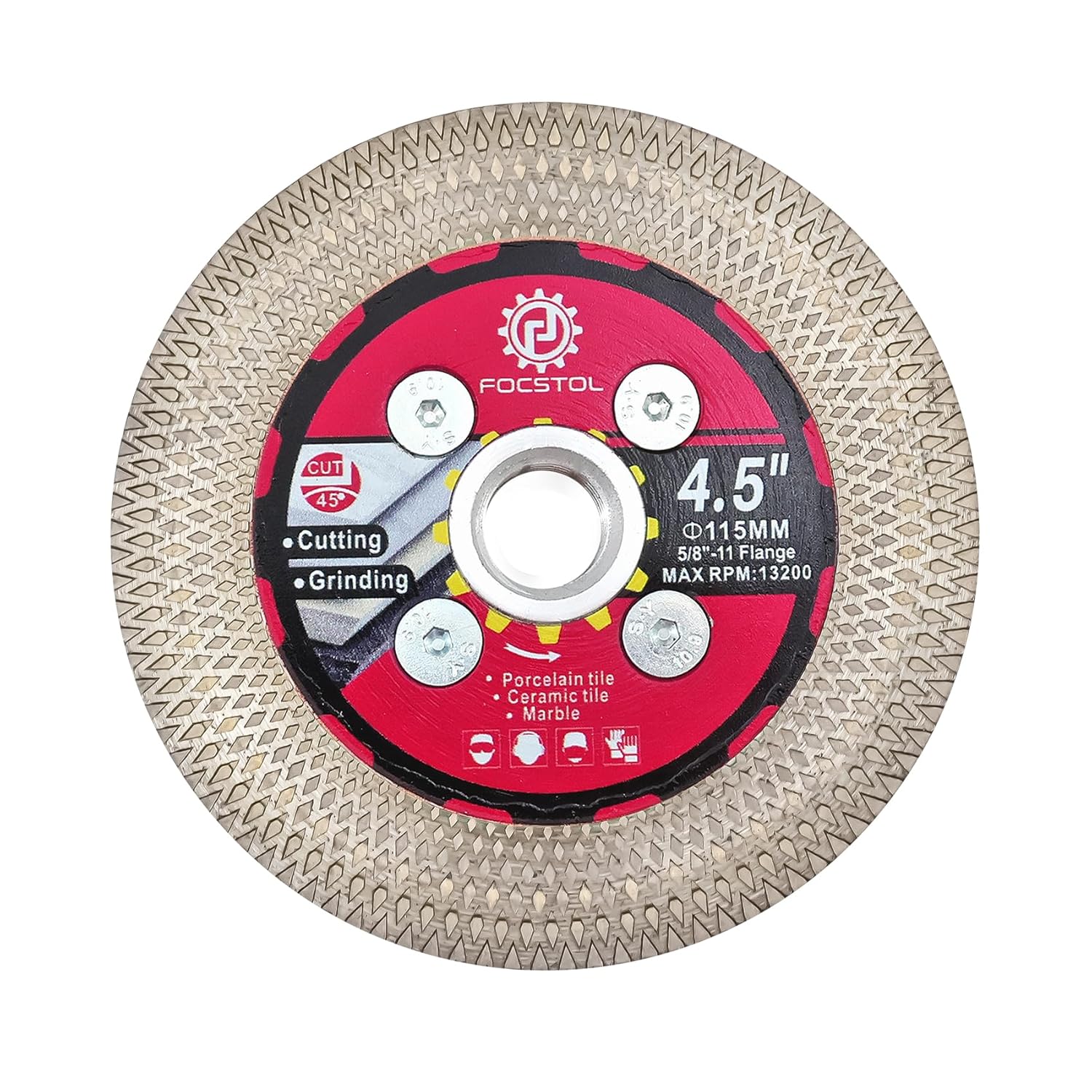 Focstol Diamond Tile Saw Blade - 4.5'' Cutting Disc with X Mesh Rim - Precision Cuts!