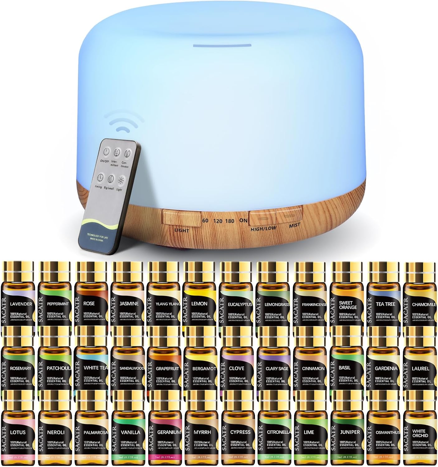 SACATR Essential Oil Diffuser with 36 Oils for Large Rooms