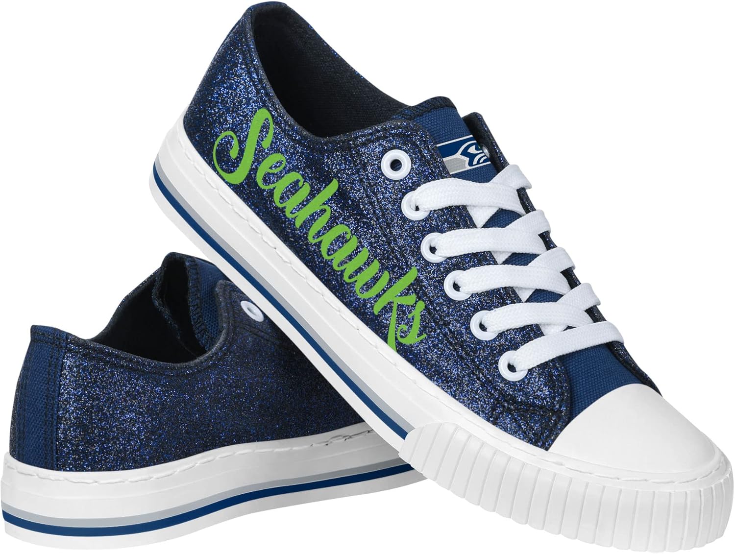 FOCO Women's NFL Team Logo Glitter Low Top Sneakers for Fans