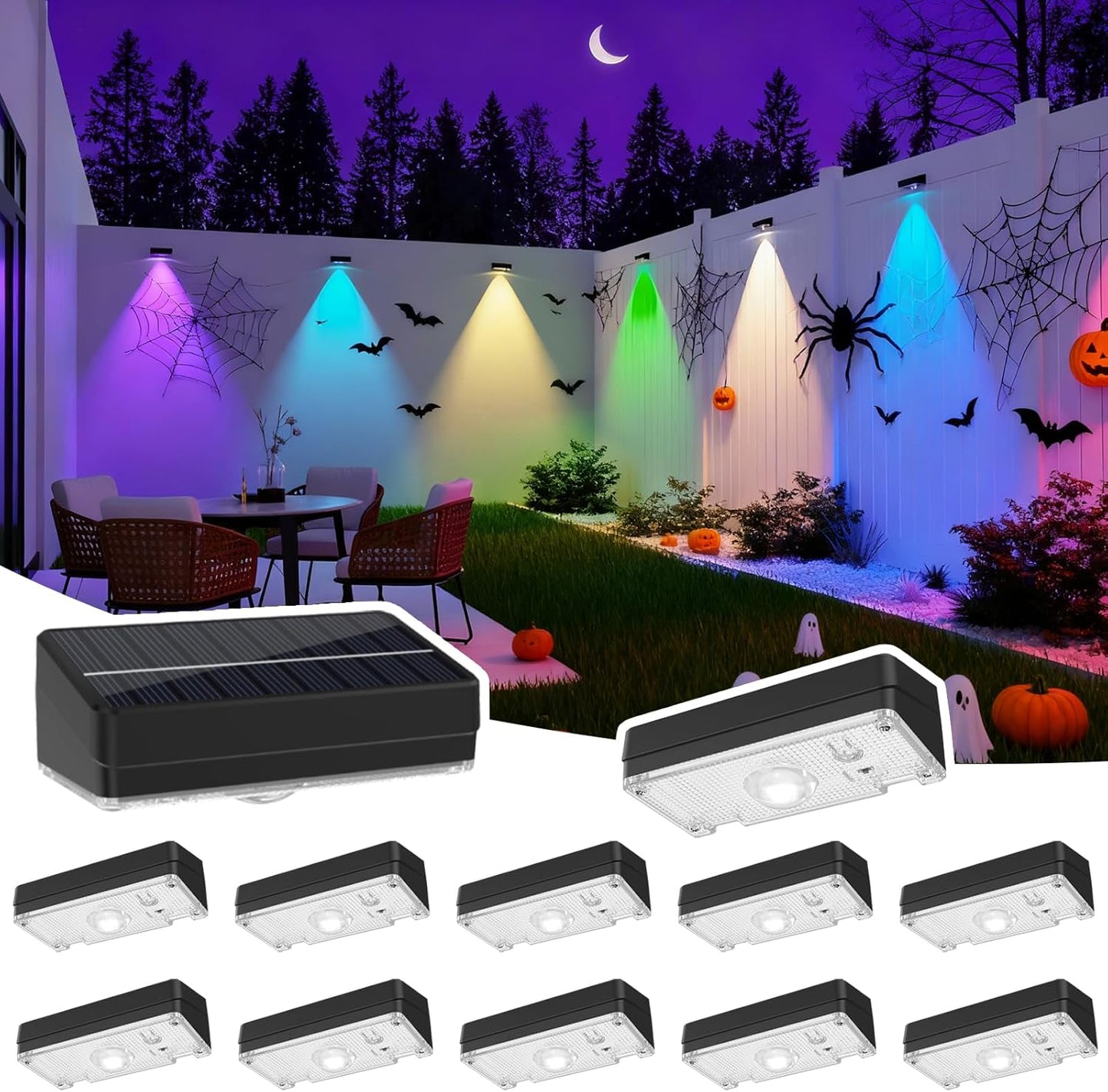Solar Fence Lights with 12 Colors for Outdoor Ambiance