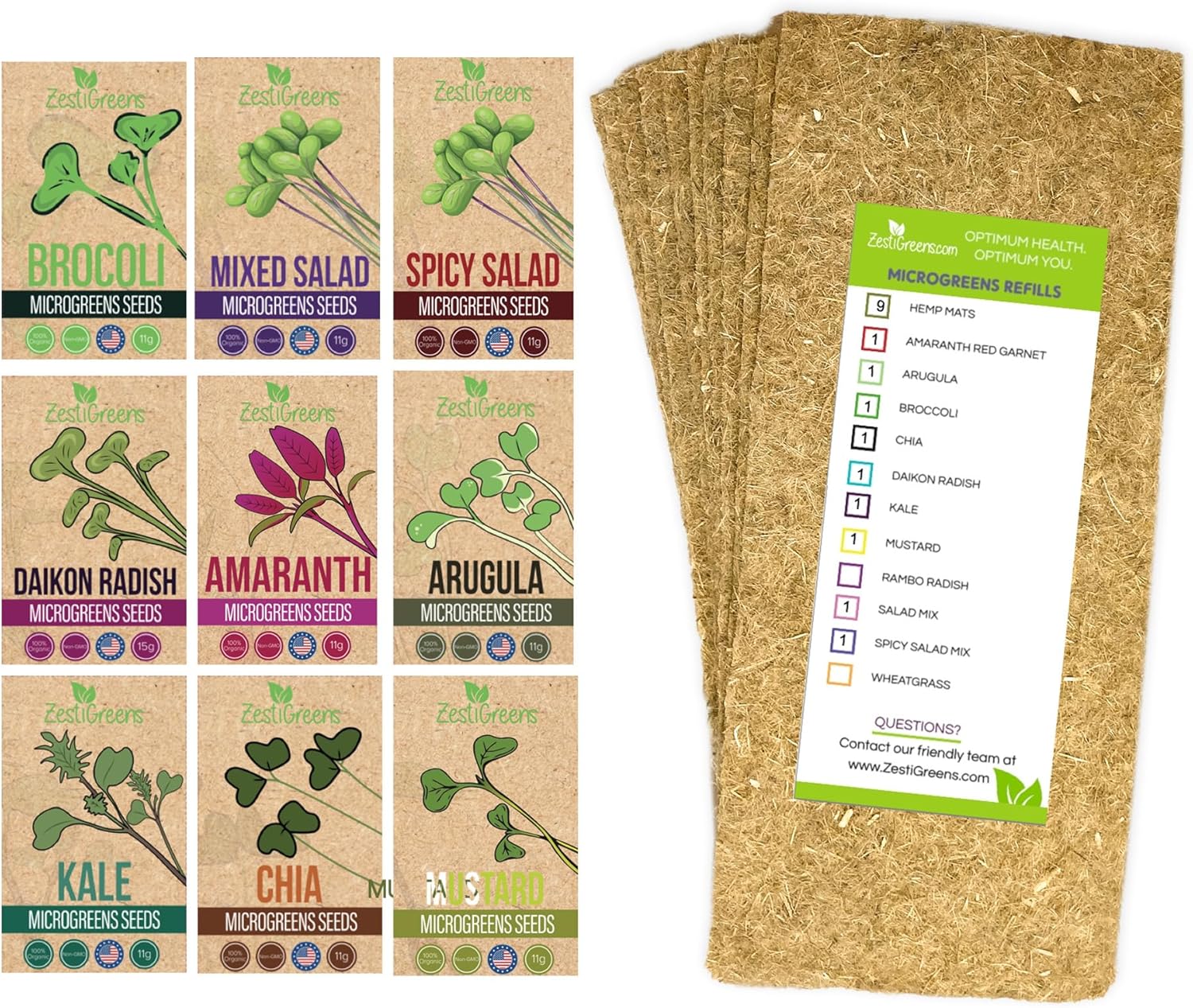 Microgreens Kit Refills with 9 Plant Mats & Seeds for Growth