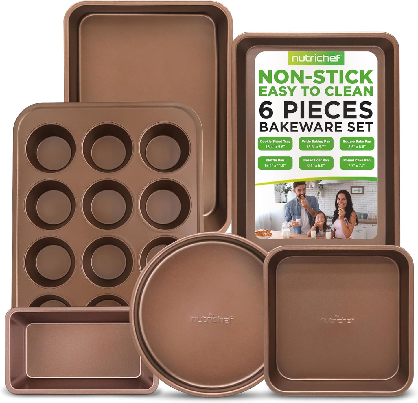 NutriChef 6-Piece Nonstick Bakeware Set for Perfect Baking
