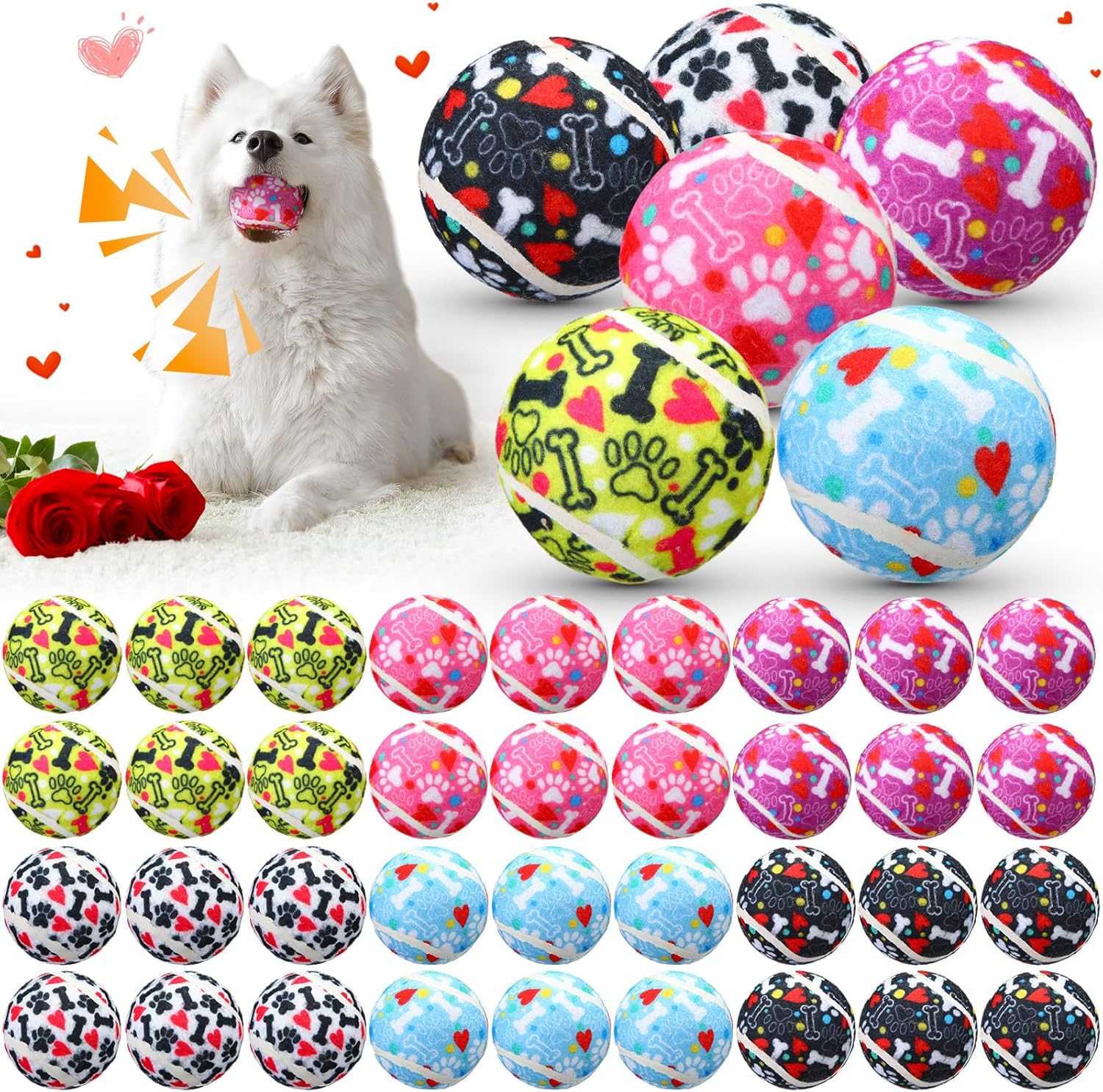 36 Pcs Dog Squeaky Tennis Balls for Interactive Playtime Fun