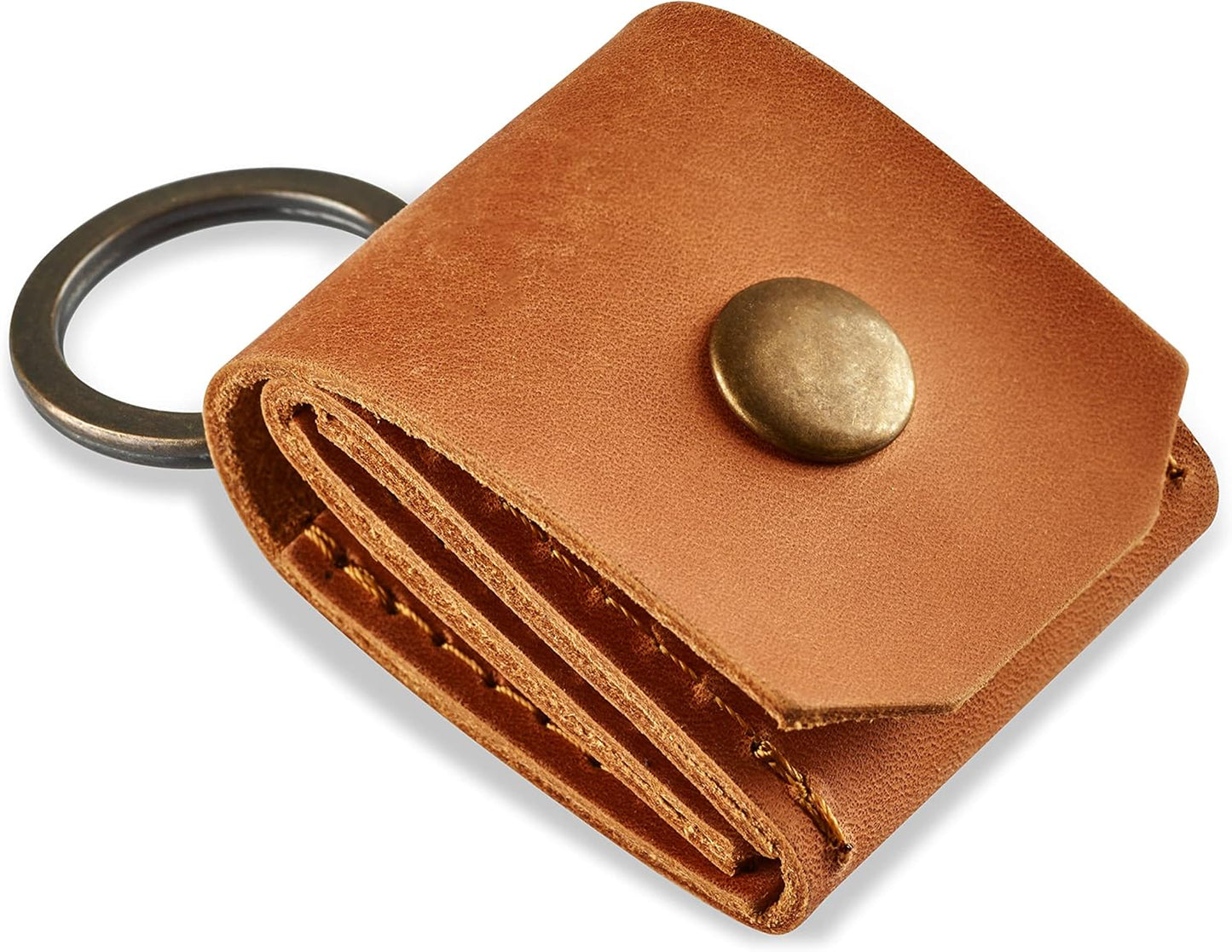 Vintage Brown Leather Guitar Pick Holder Keychain by Gmakin