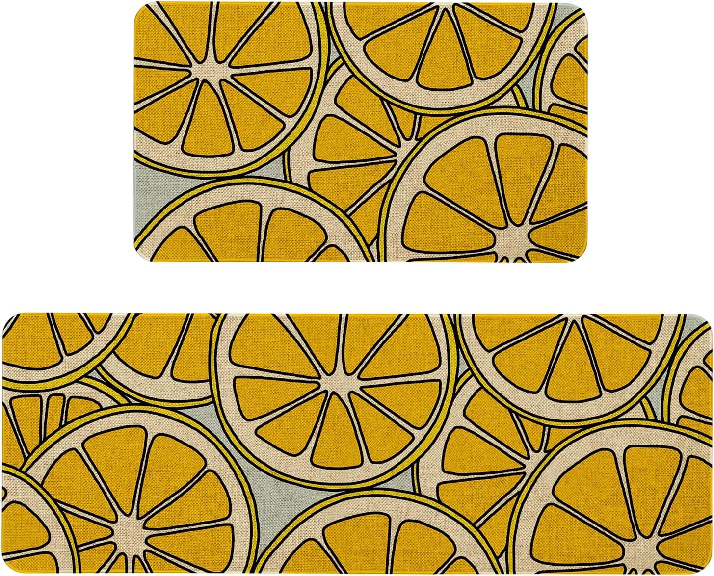 Mloabuc Yellow Lemon Decorative Kitchen Mats Set of 2 for Comfort