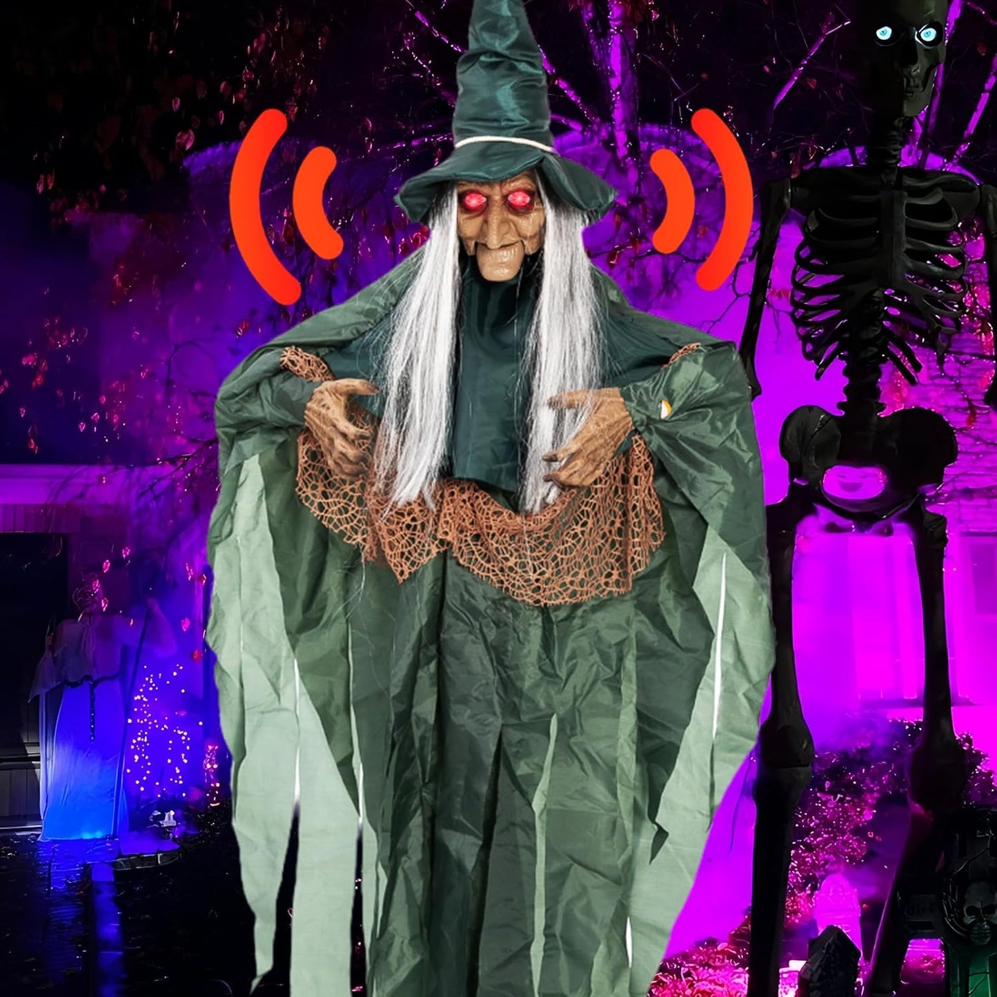 Creepy Hanging Witch Animatronics for Spooky Halloween Decor