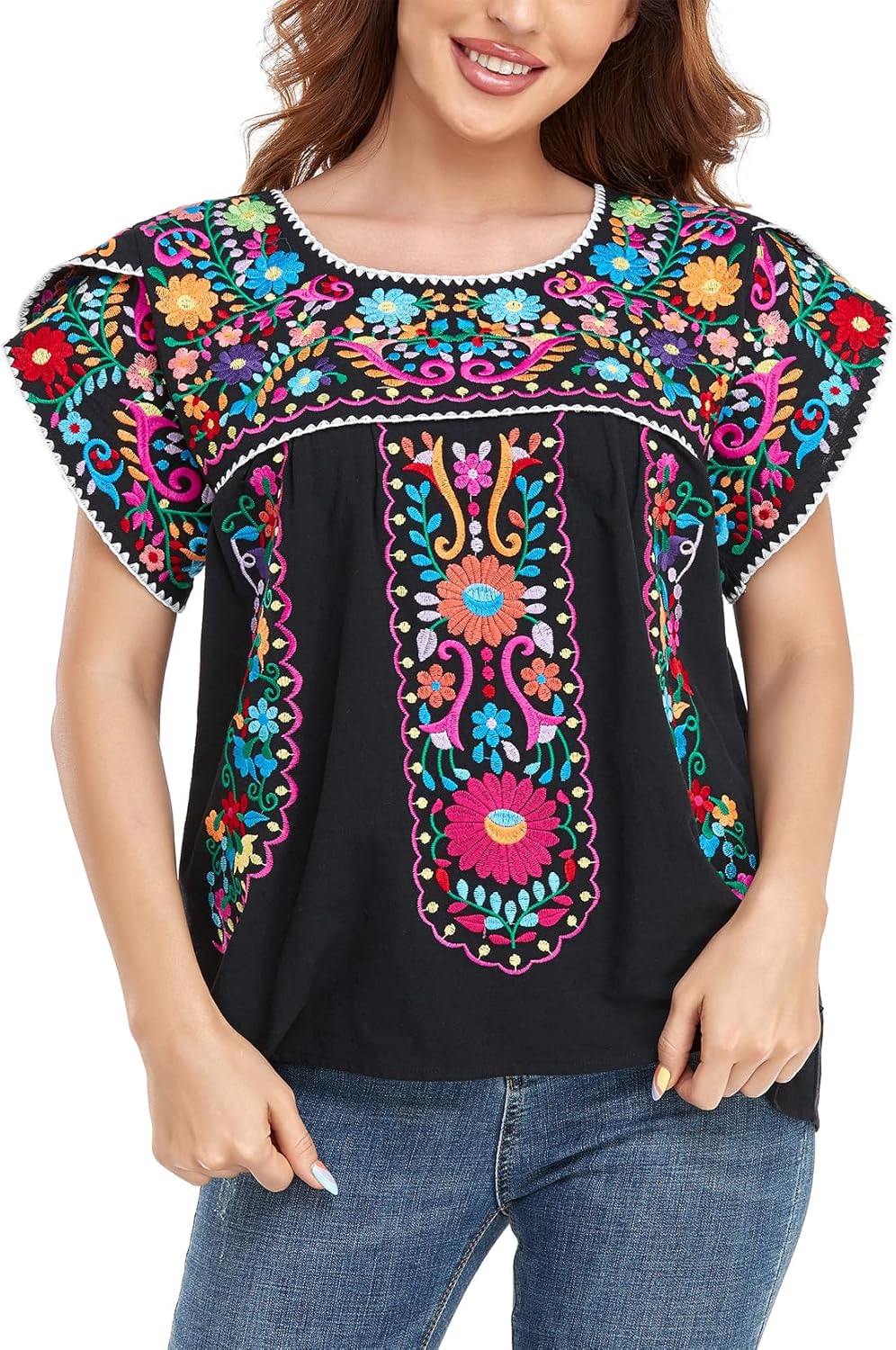 YZXDORWJ Women's Summer Boho Embroidery Tunic Top for Comfort