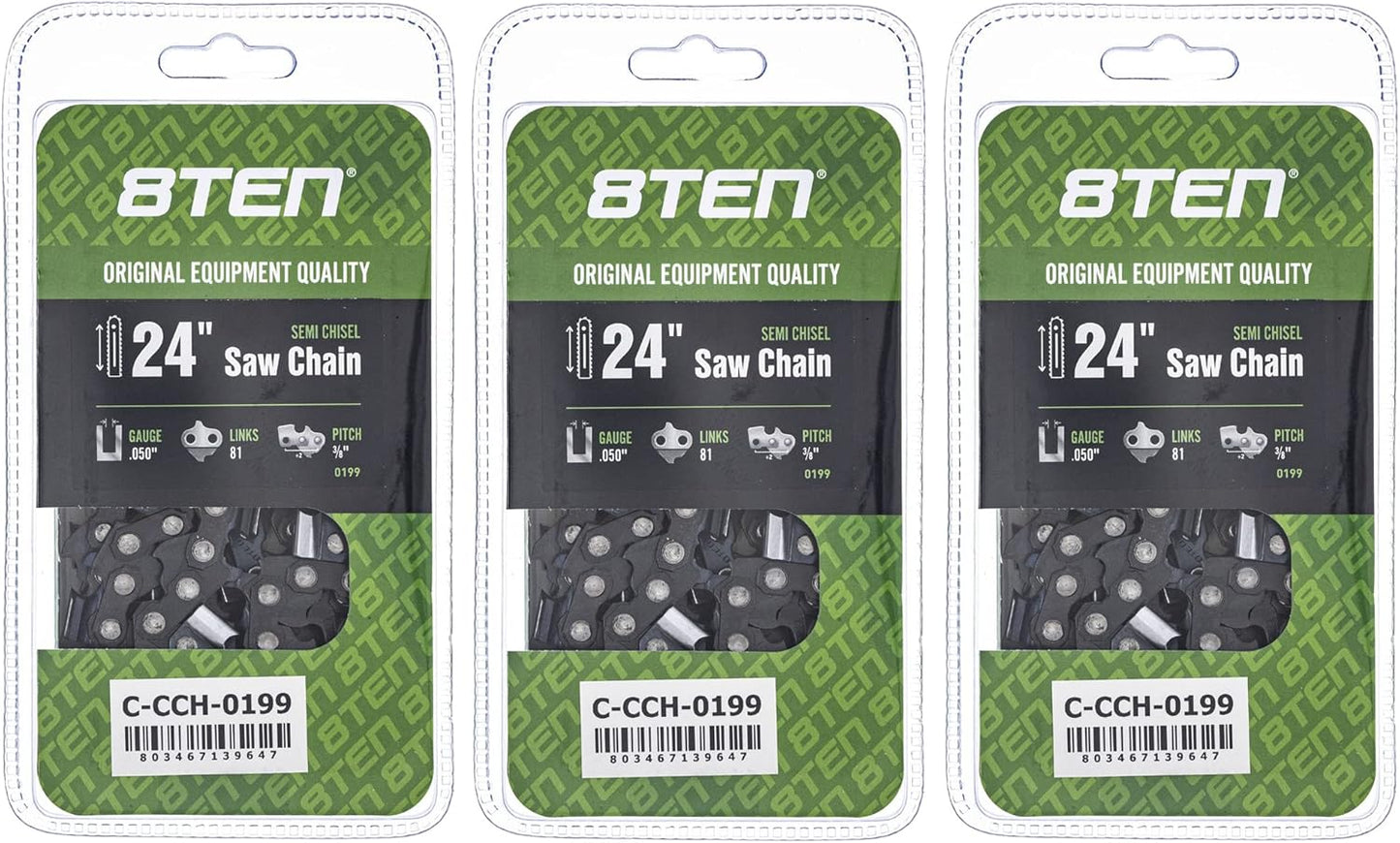 8TEN Semi Chisel Chainsaw Chain 24 Inch for Echo and More