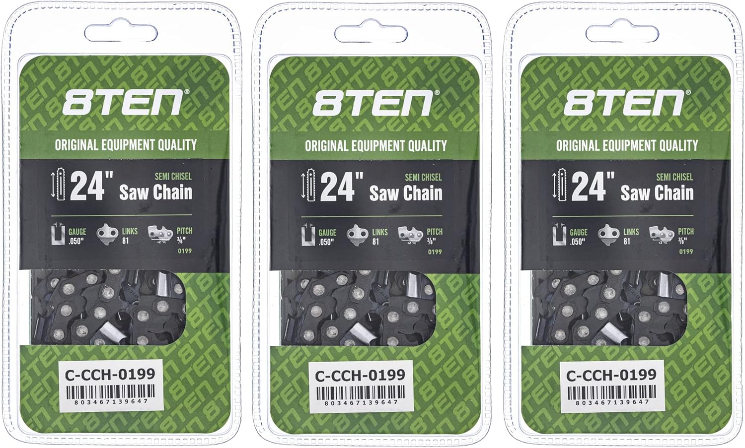 8TEN Semi Chisel Chainsaw Chain 24 Inch for Echo and More