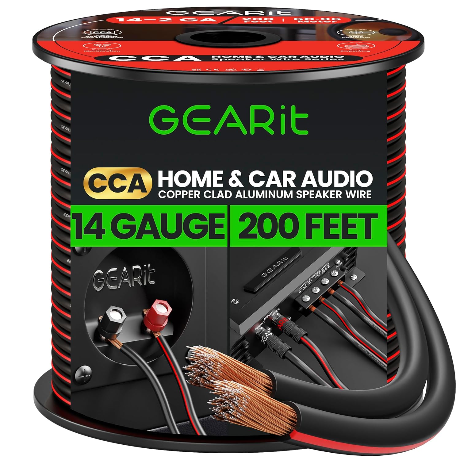 Enhance Your Audio: GEARIT 14AWG Speaker Wire - 200ft